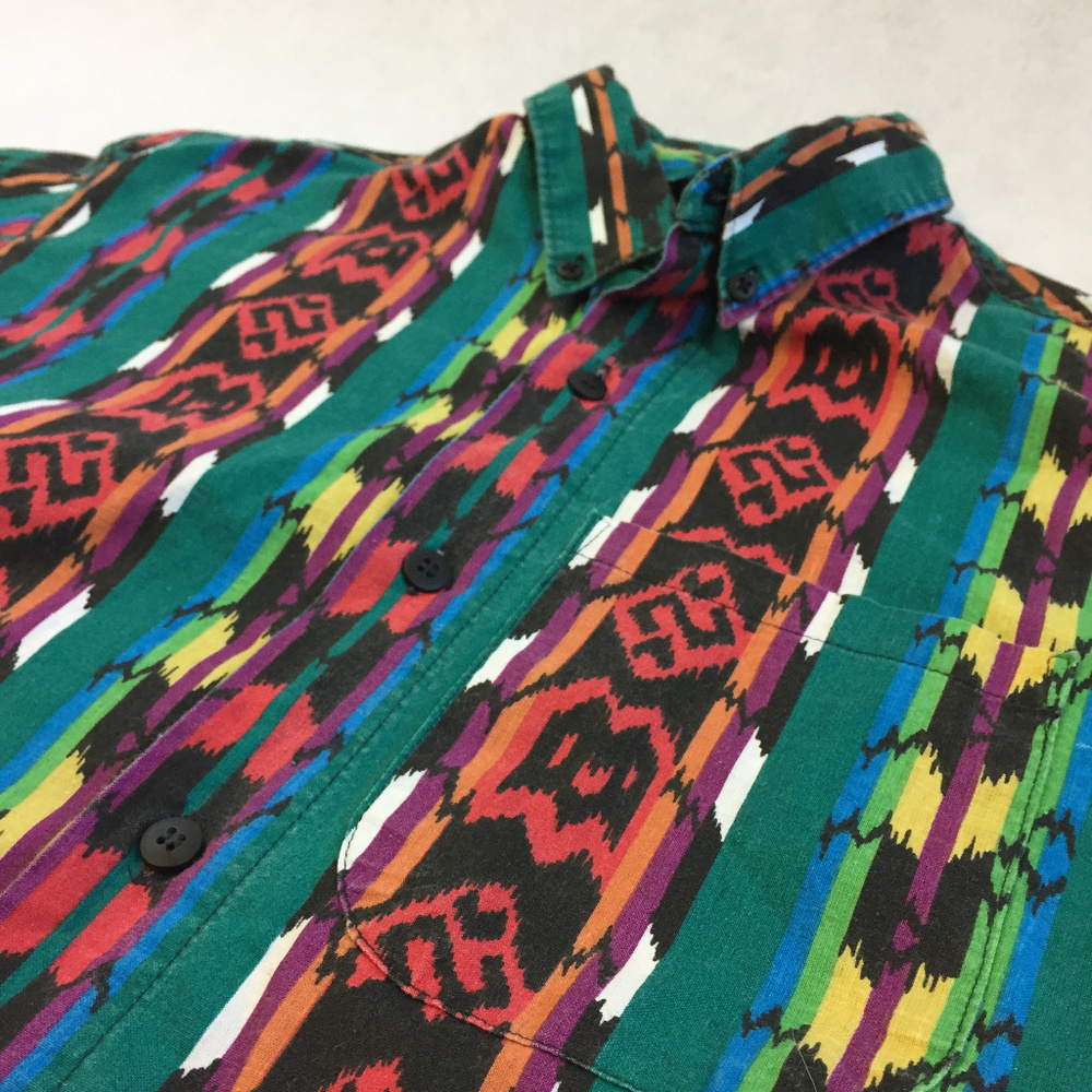 Aztec Rainbow Pattern Button Up Shirt - Picture 2 of 4